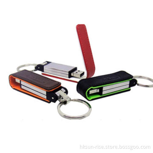 Leather USB Flash Drives with 16GB Memory Capacity, USB2.0 Interface, Plug-and-play FunctionNew